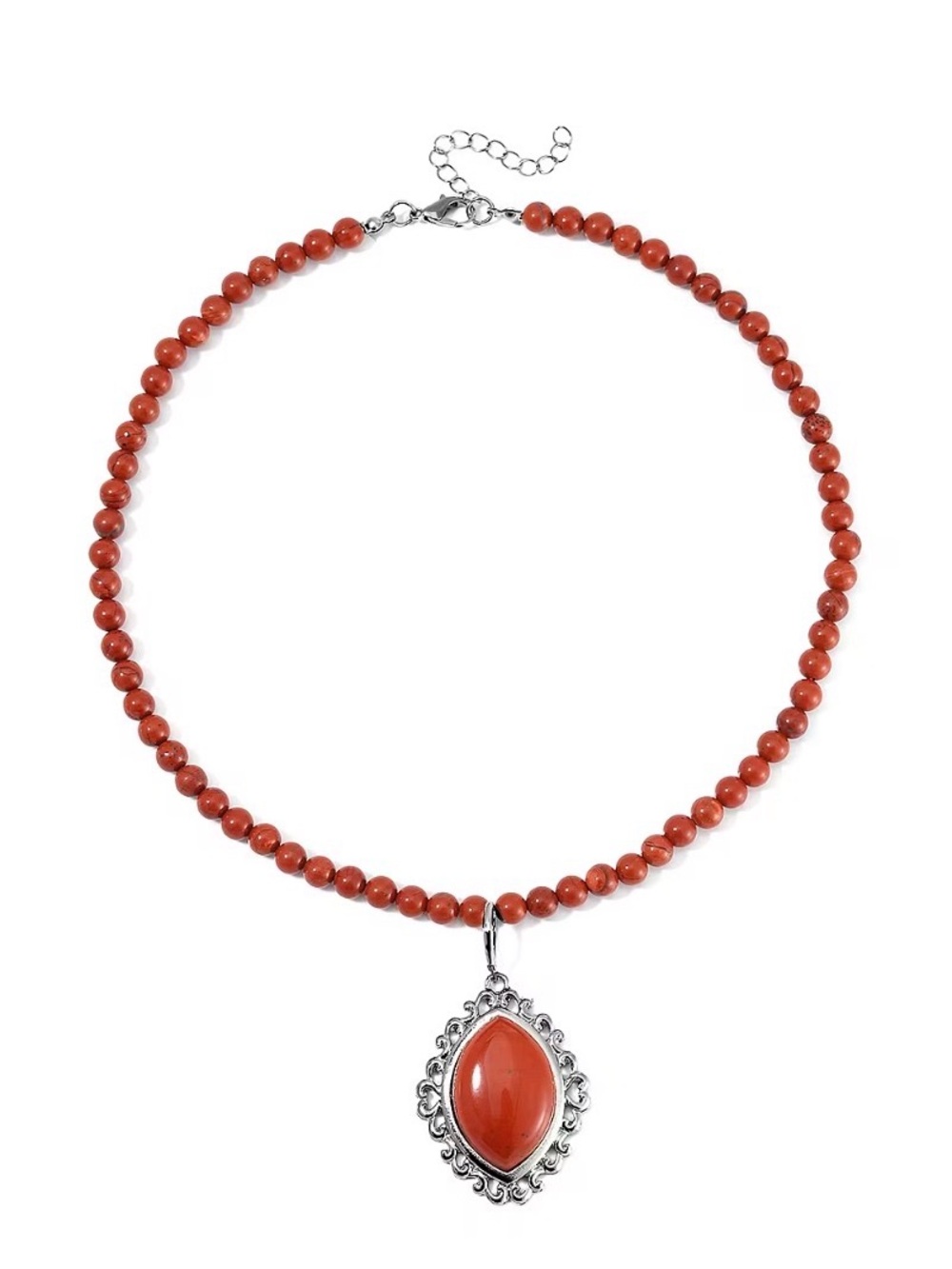 Red Jasper Beaded Pendant Necklace - 18-20 inches